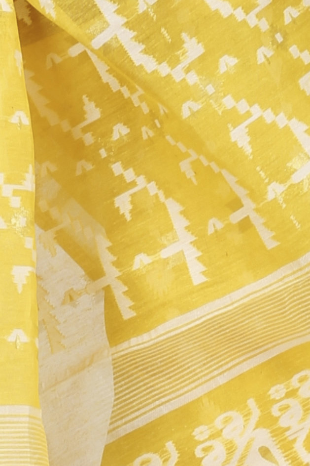 Yellow Blended Cotton Jaya Jamdani Saree (1103)
